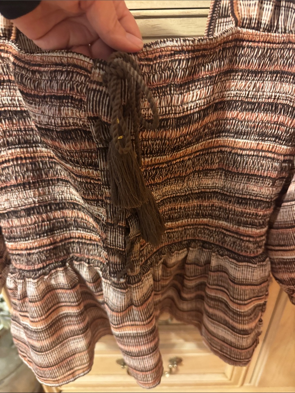Shyanne Striped Rust Tie-Front Peasant Top - Women - Picture 3 of 9